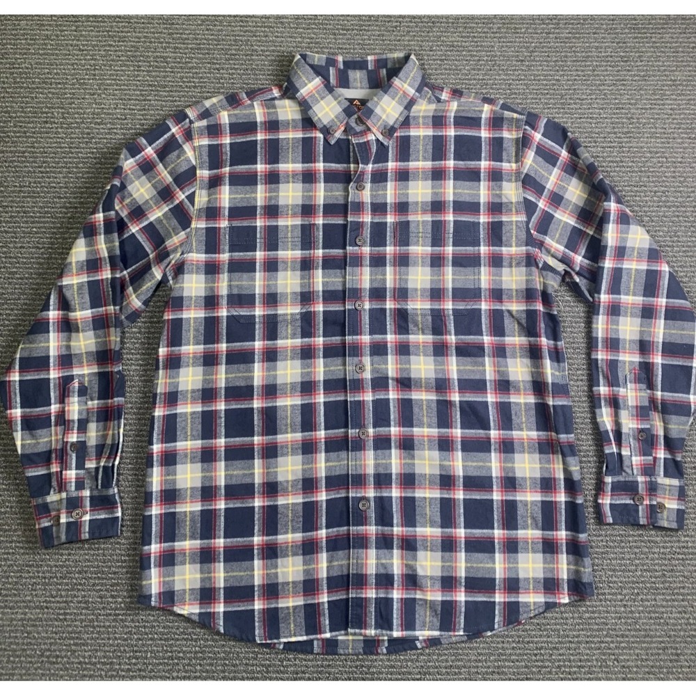 Ridgecut Flannel Shirt Mens Large Blue Red Plaid Heavy Workwear Button Up